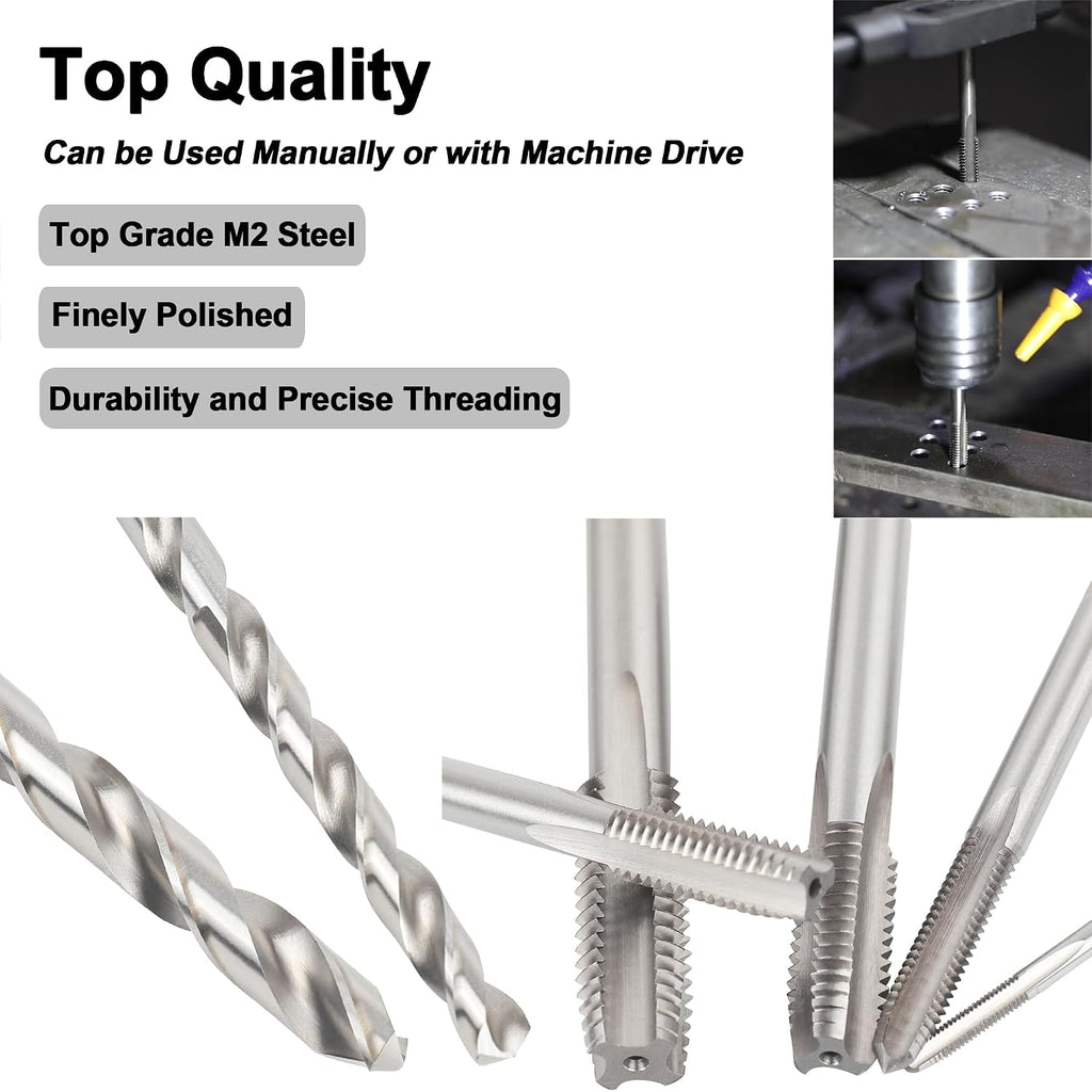 1/4"-20 UNC Tap and #7 Drill Bit Set, M2 HSS Drill and Tap Set