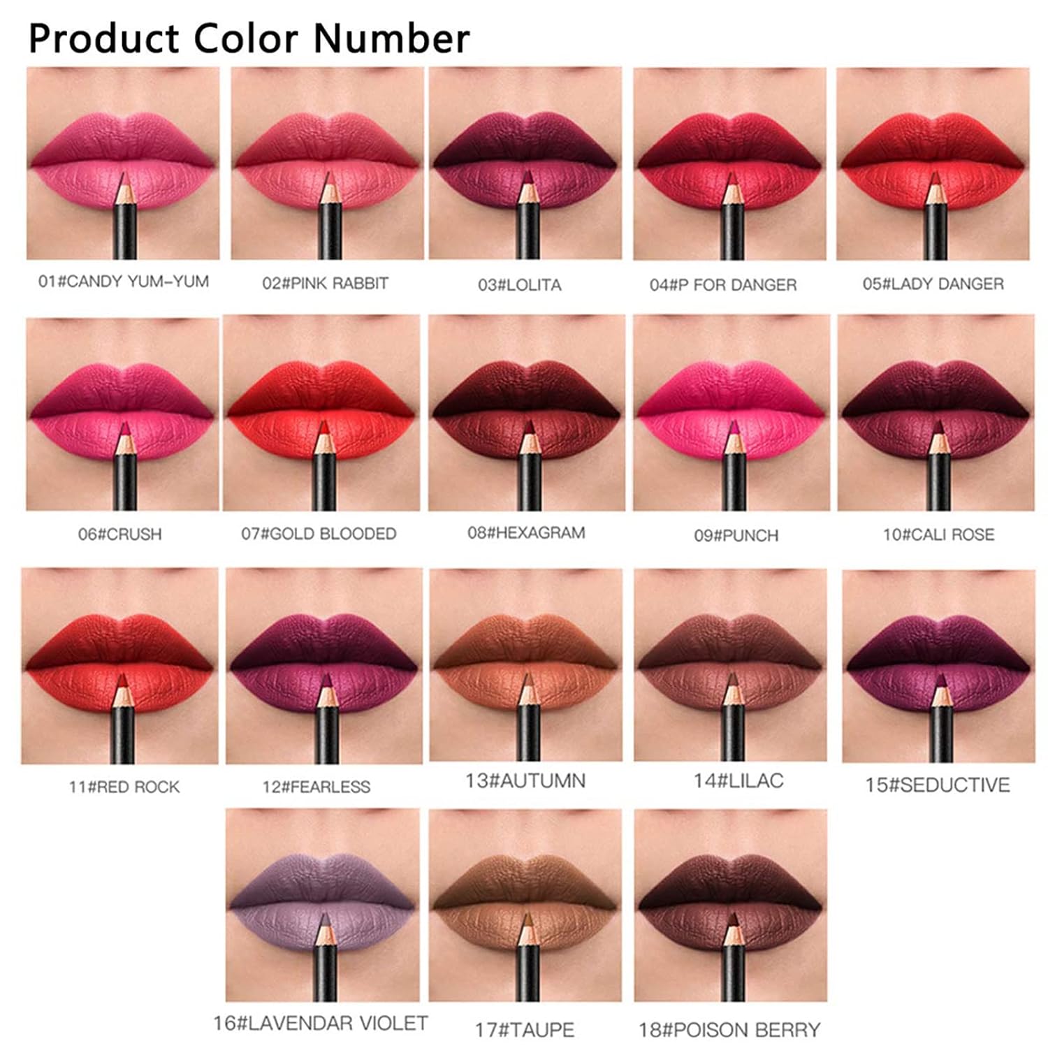 18 Colors Lip Liners Pencil Set with 2 Pencil Sharpeners, Premium Waterproof Smooth Lip Pencils, Long Lasting Matte