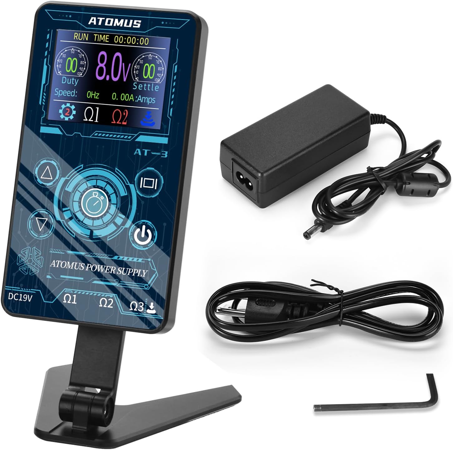 Tattoo Power Supply Touch Screen Digital LCD Power Supply with Clip Cord Foot Pedal Connection Port for Tattoo Machines