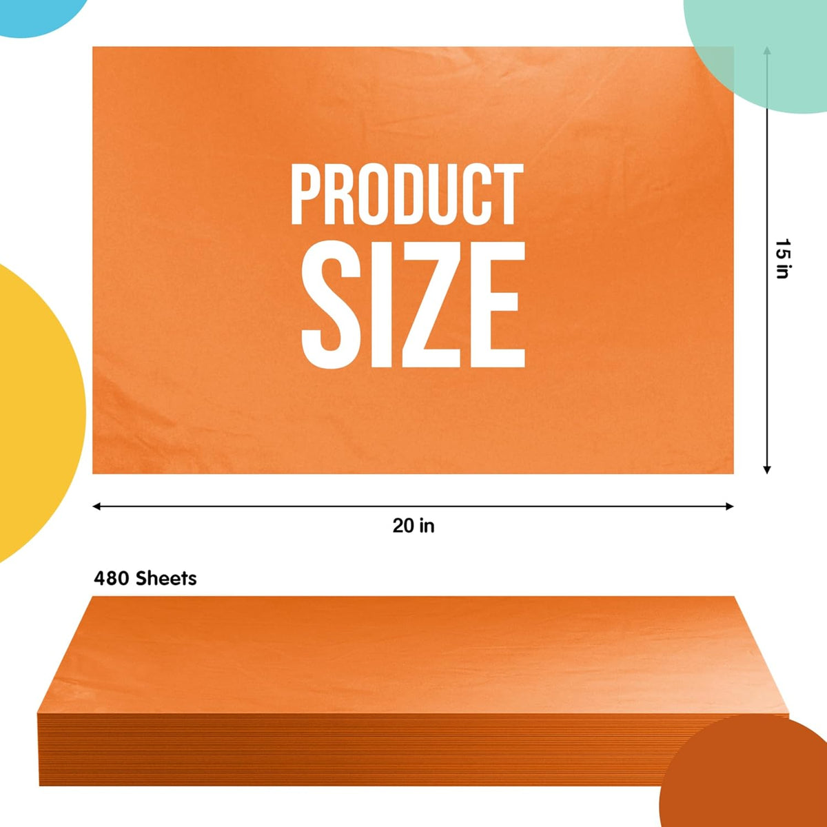 Orange Tissue Paper for Gift Bags 15" X 20" 480 Sheets