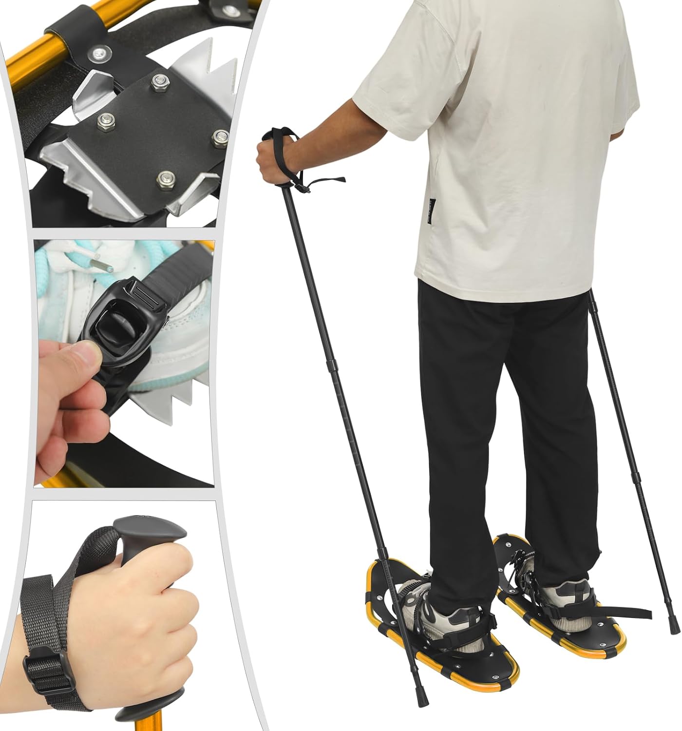 21/25 Inches Snowshoes for Women & Men, Lightweight Aluminum Frame Snow Shoes with Adjustable Trekking Poles and