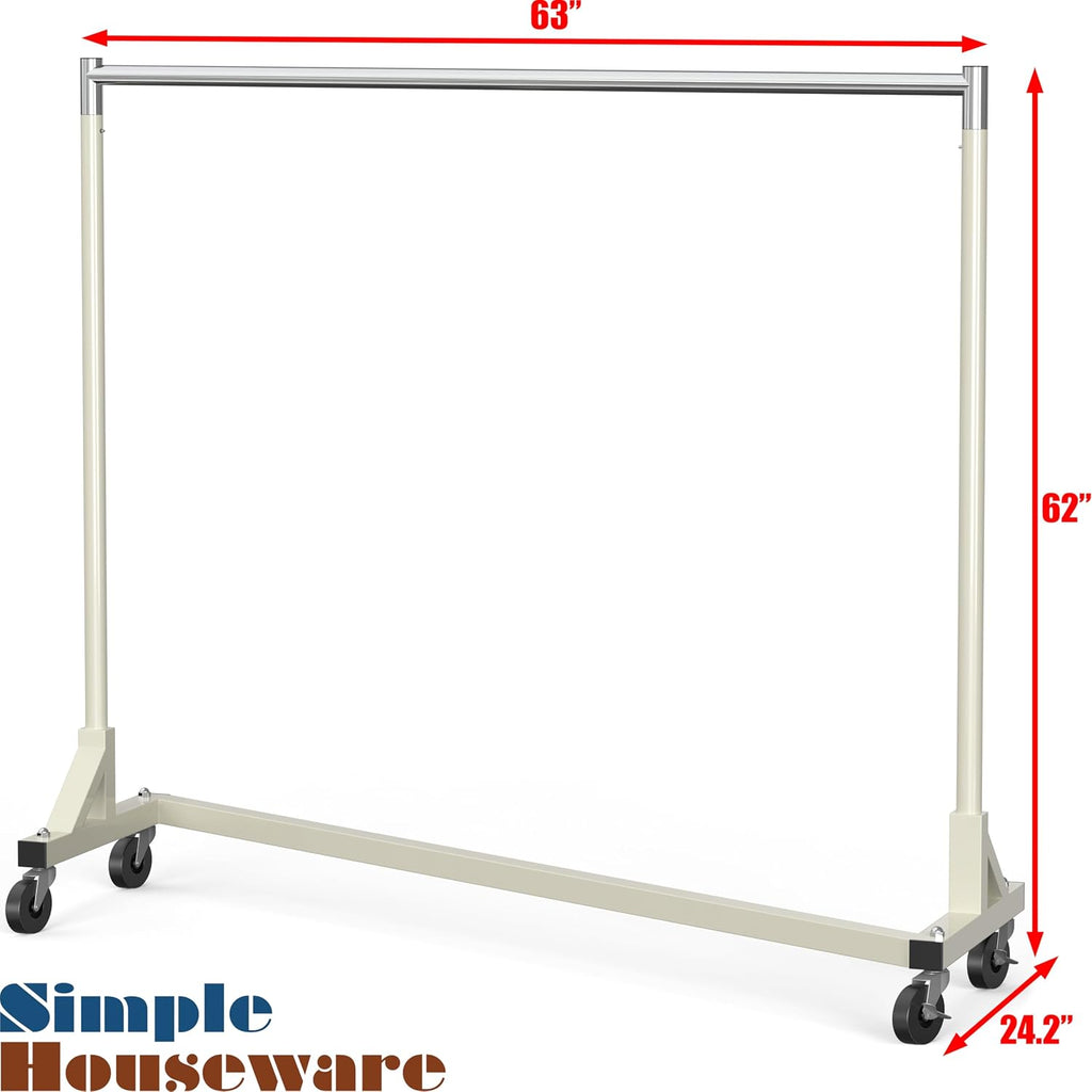 Industrial Grade Z-Base Garment Rack, 63" W/500Lb, Gray