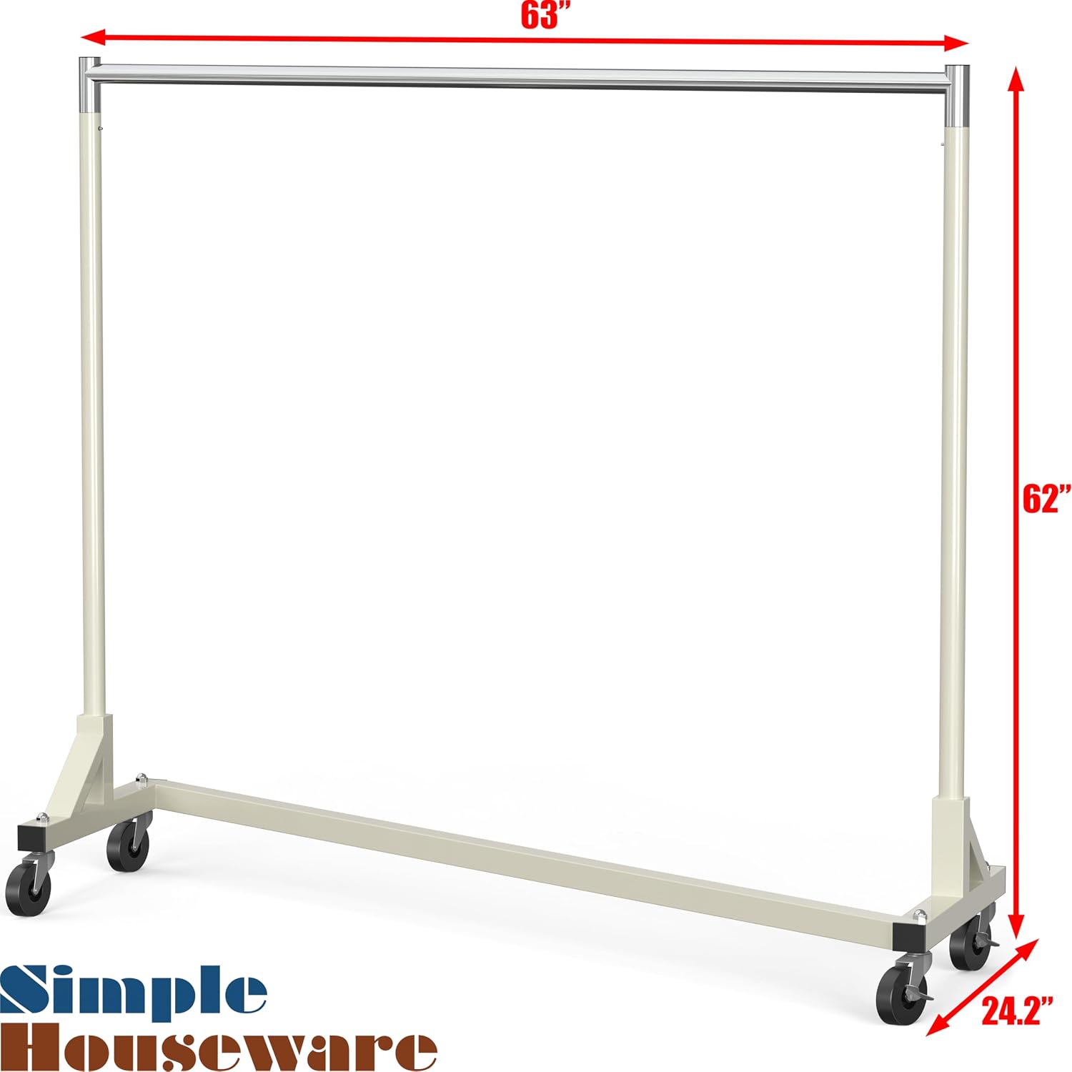 Industrial Grade Z-Base Garment Rack, 63" W/500Lb, Gray