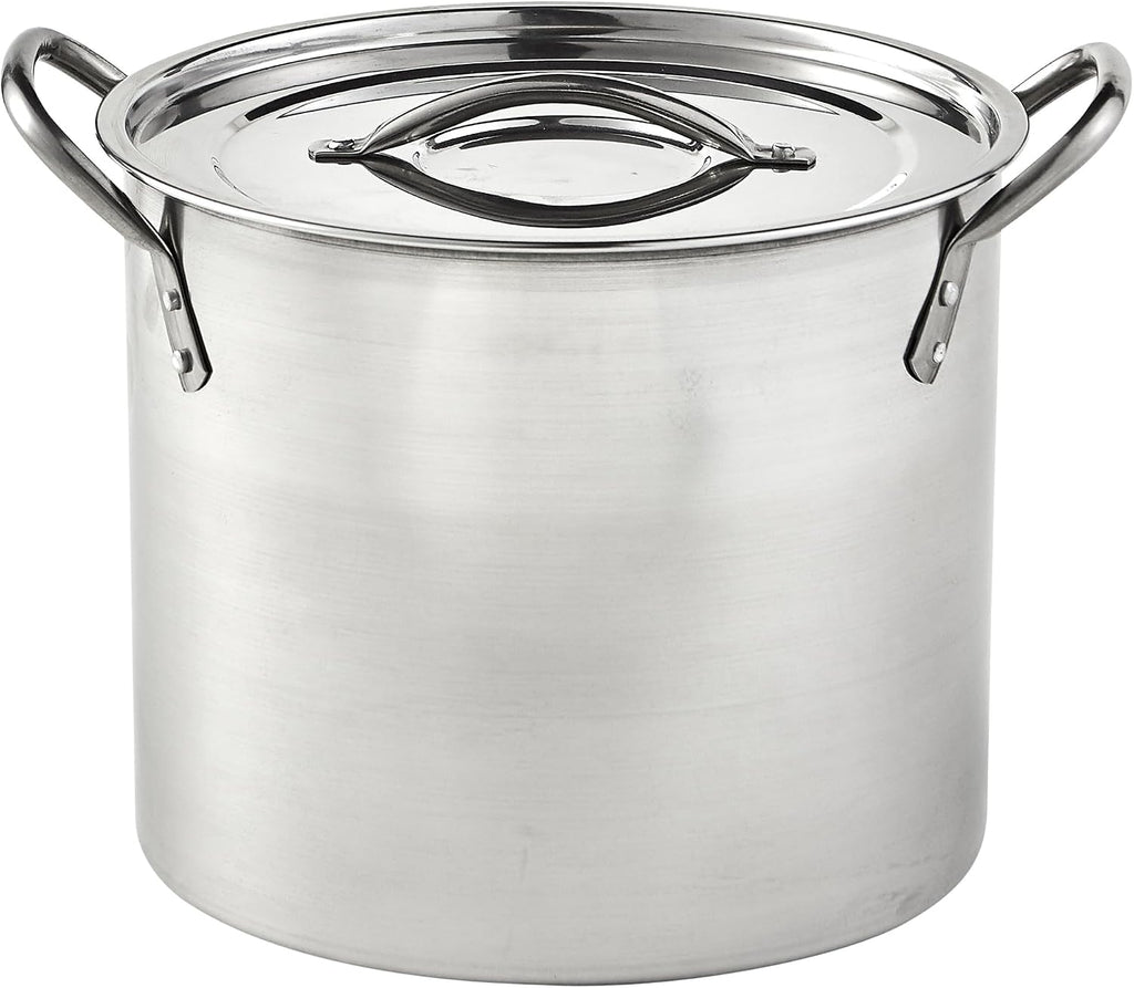 USA Stainless Steel Stock Pot 20-Quart, Silver | Mirror-Polished Finish, Durable Handles with Lid, Compatible with