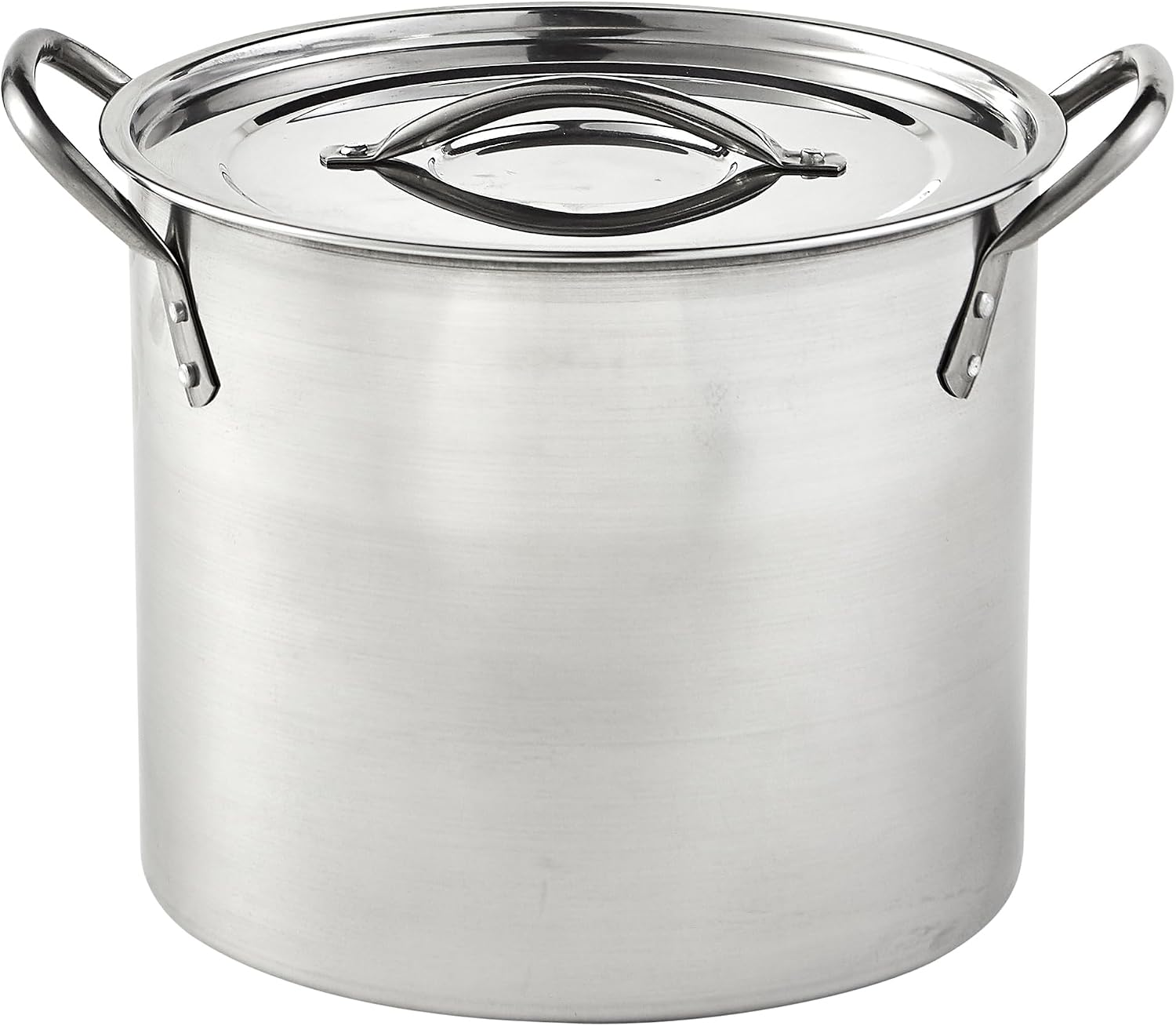 USA Stainless Steel Stock Pot 20-Quart, Silver | Mirror-Polished Finish, Durable Handles with Lid, Compatible with