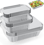 30 Pack Disposable Aluminum Pans With Lids, 10x7.5 And 7.3x5.3 Square 6.9x4.3 Square Combo Set, Disposable Baking and