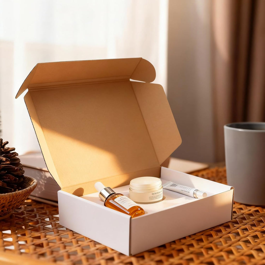 50 Pack 8x6x2 inch Small Shipping Boxes, White Mailing Boxes
