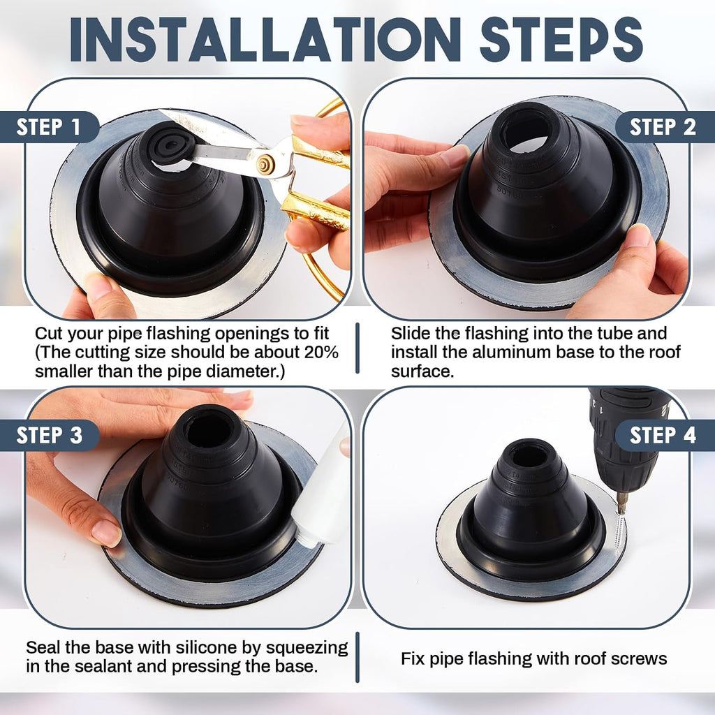 2 Pcs #1 Metal Roof Jack Pipe Flashing Boot,EPDM Flexible Vent Black