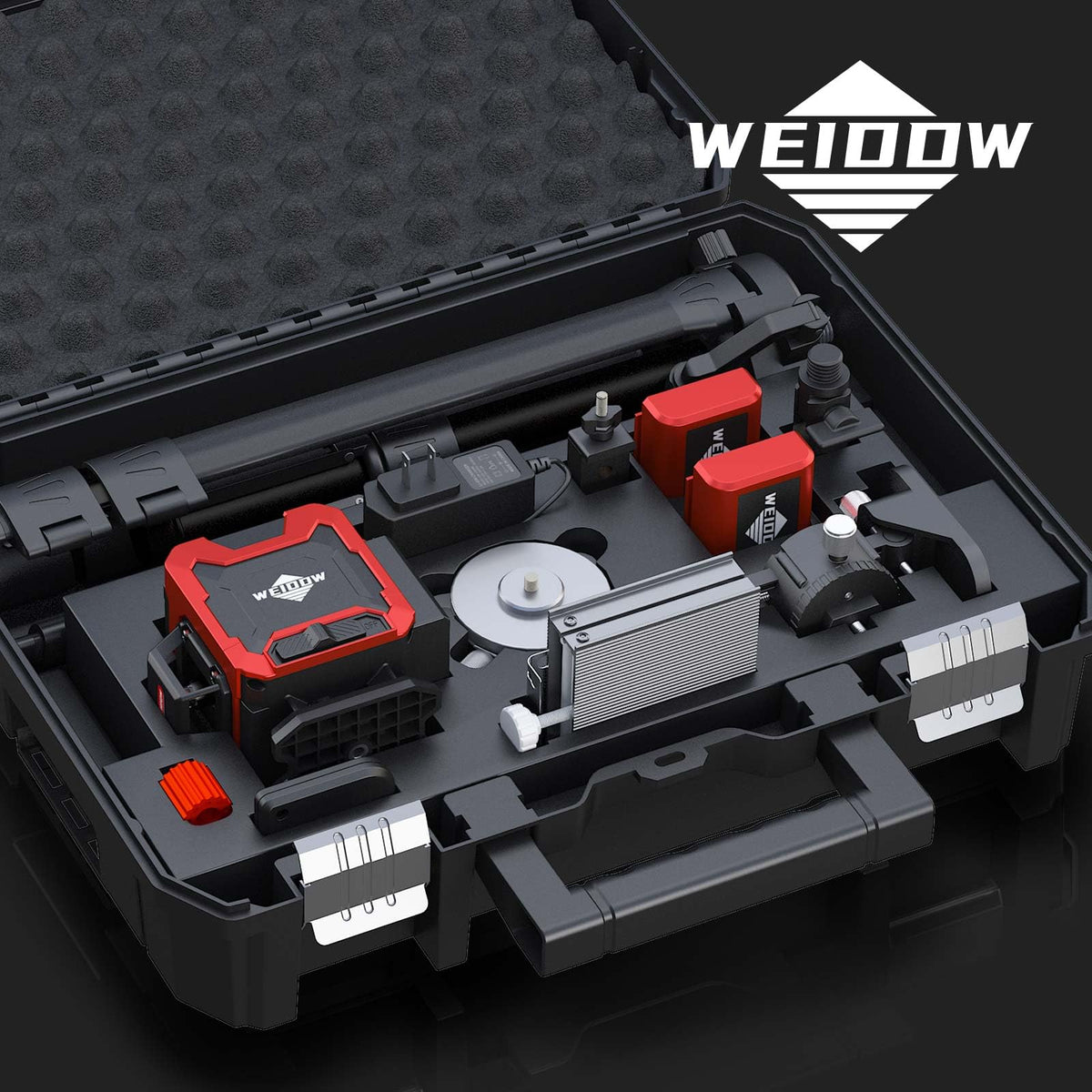 weiddw Laser Level Kit, Plastic & Aluminum, Tripod, Dual Battery, Long Life