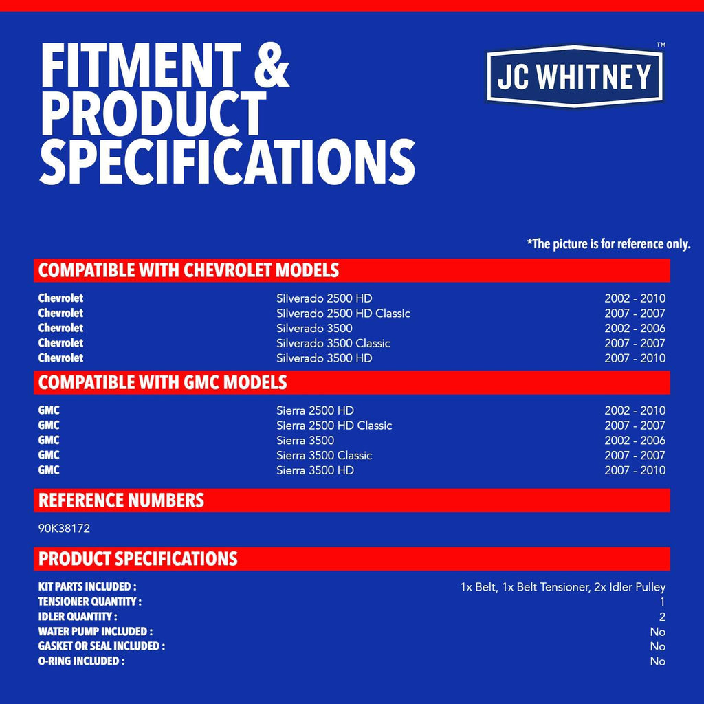 JC Whitney Engine Serpentine Drive Belt Kit