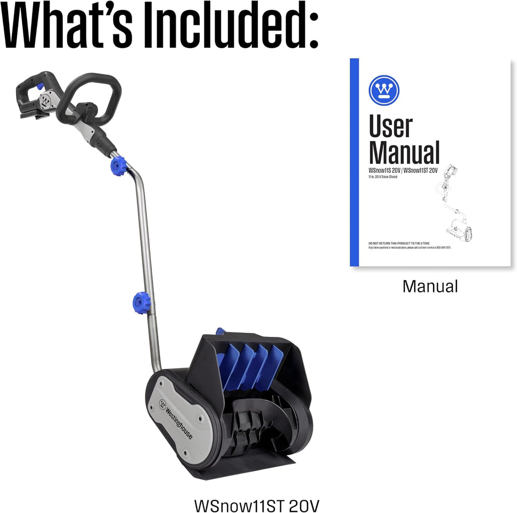 WSnow11ST 20V Cordless Electric Snow Shovel Tool Only, 11-inches Wide with 20ft Throwing Distance, Plows 300lbs/min