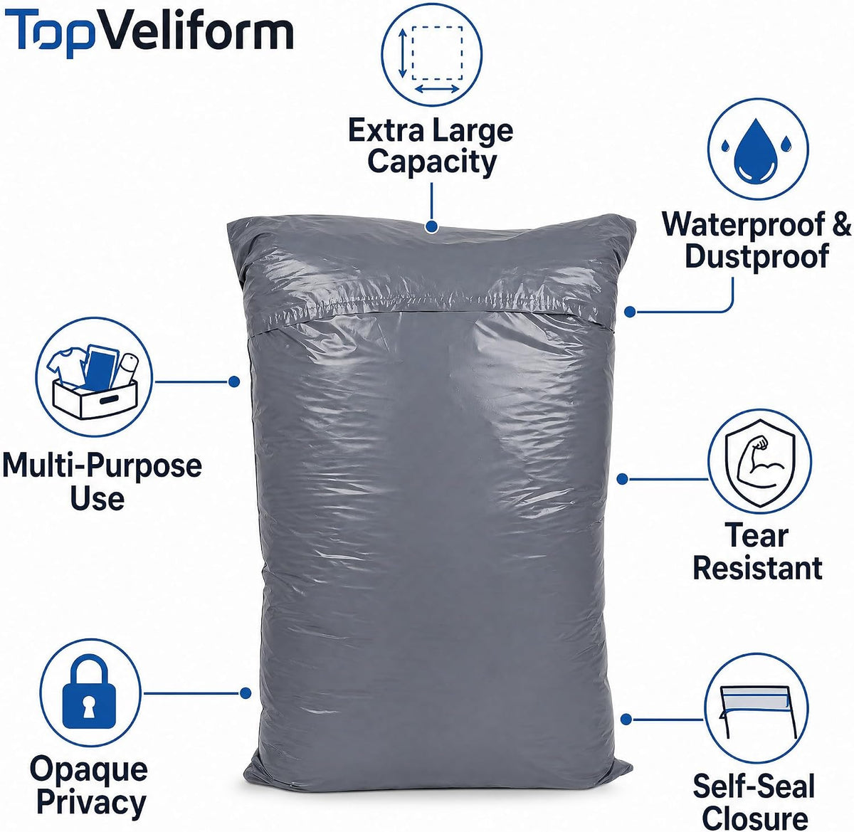 24x36" 5-Pcs Extra Large Poly Mailers Shipping Bags Clothing
