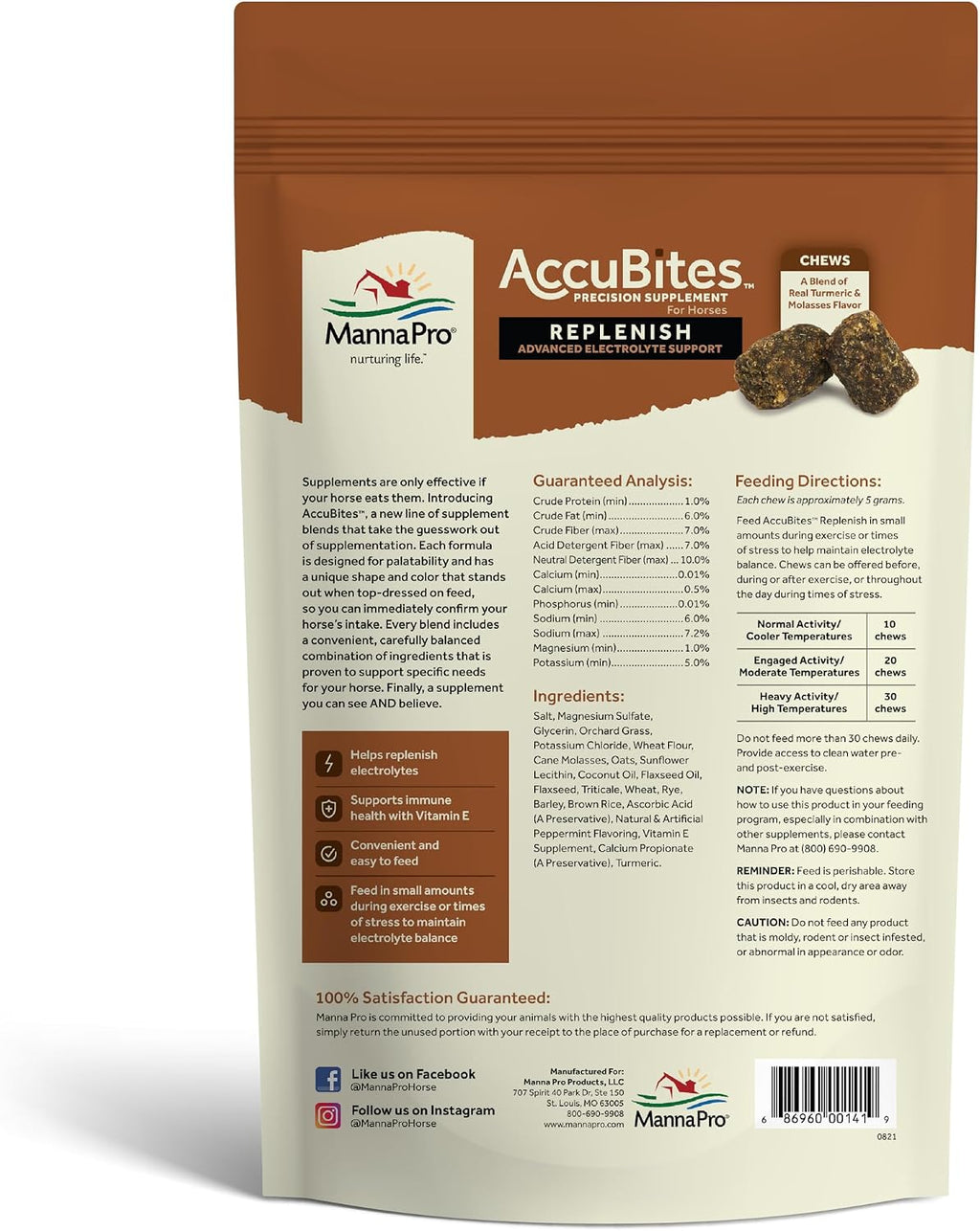 AccuBites Replenish Supplement, Horse Electrolyte Support, 1.6 lb