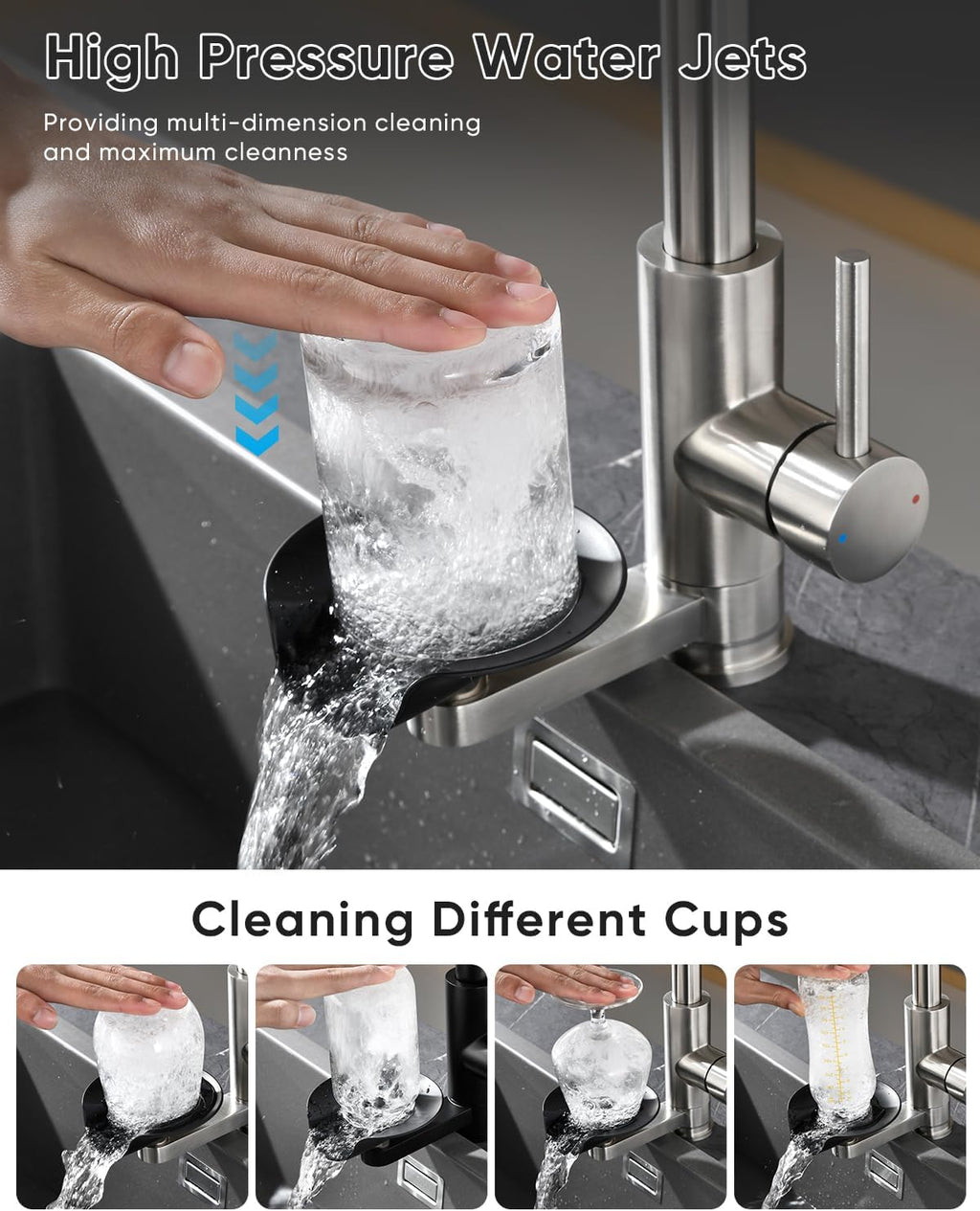 Pull Down Kitchen Faucet with Cup Washer Brushed Nickel