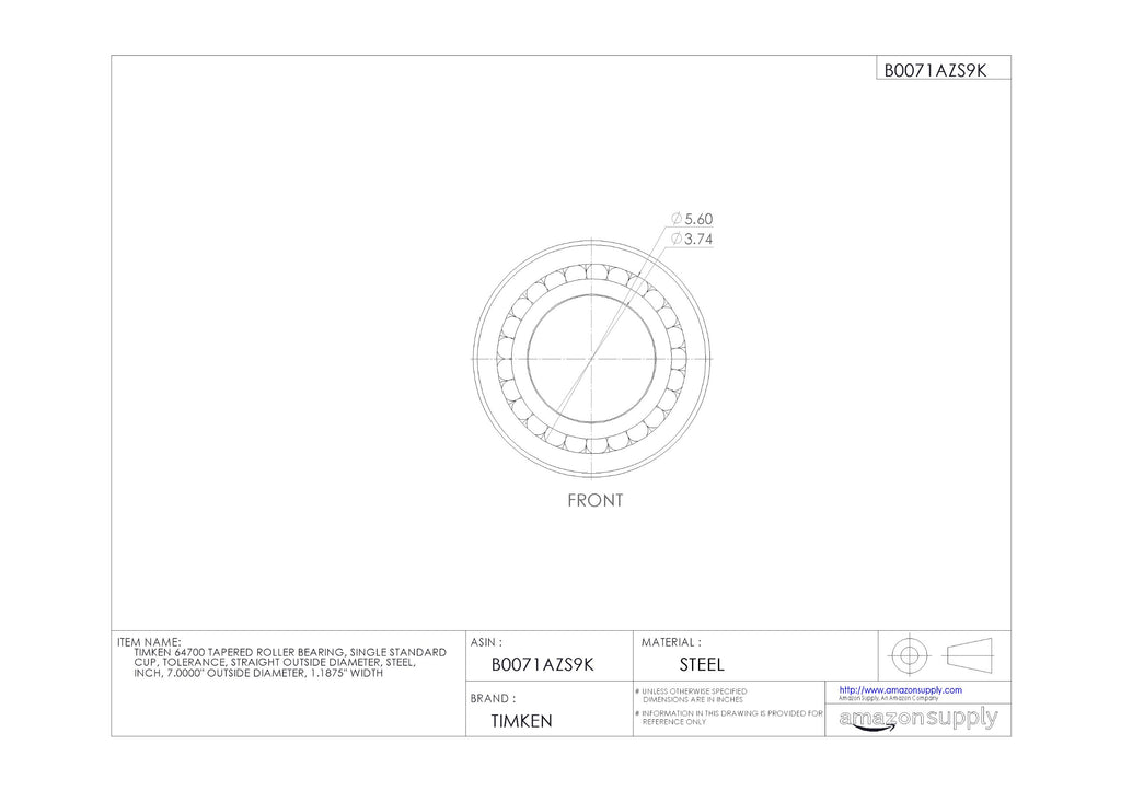 Timken Tapered Roller Bearing Cup - 64700