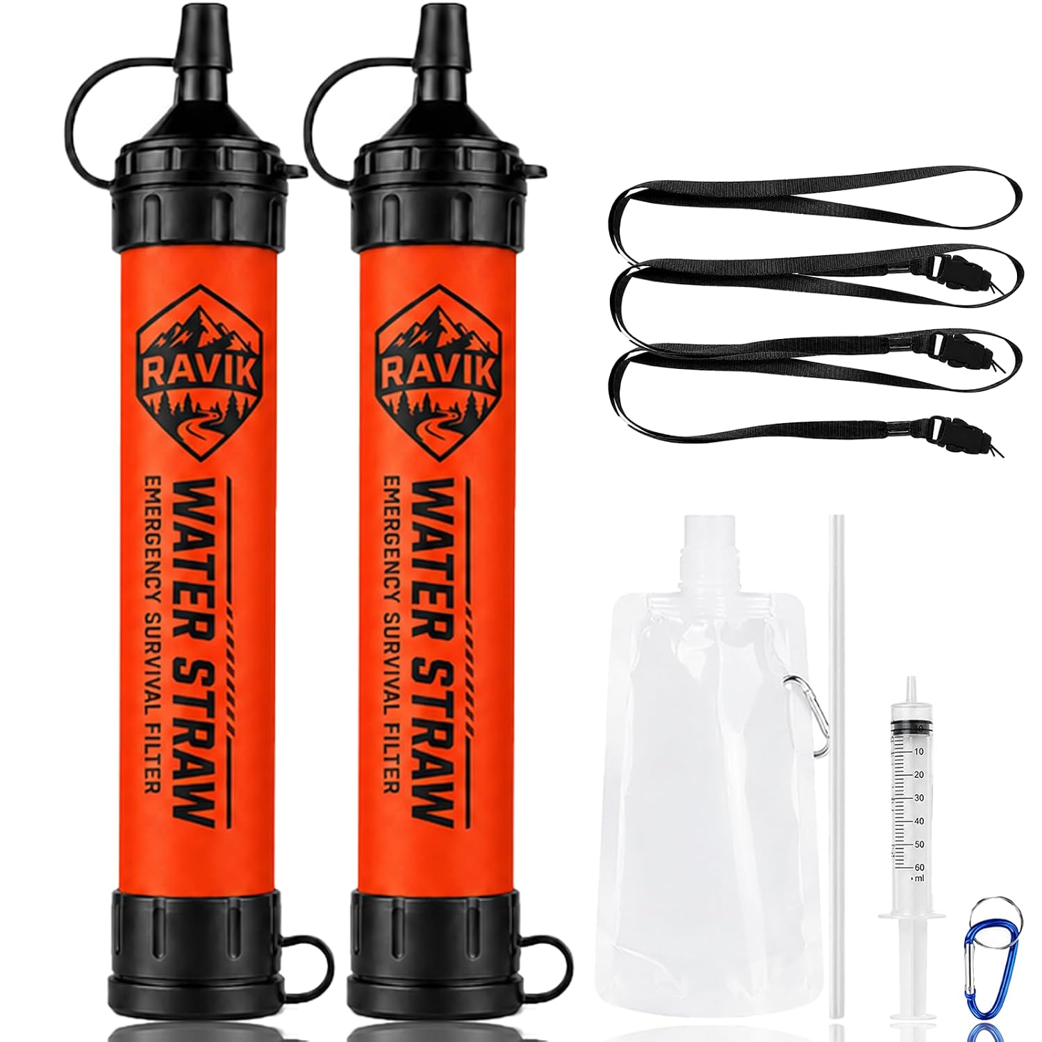 Water Filter Straw, 2PCS | Emergency Water Filter, 1500 Liters/396 Gallon