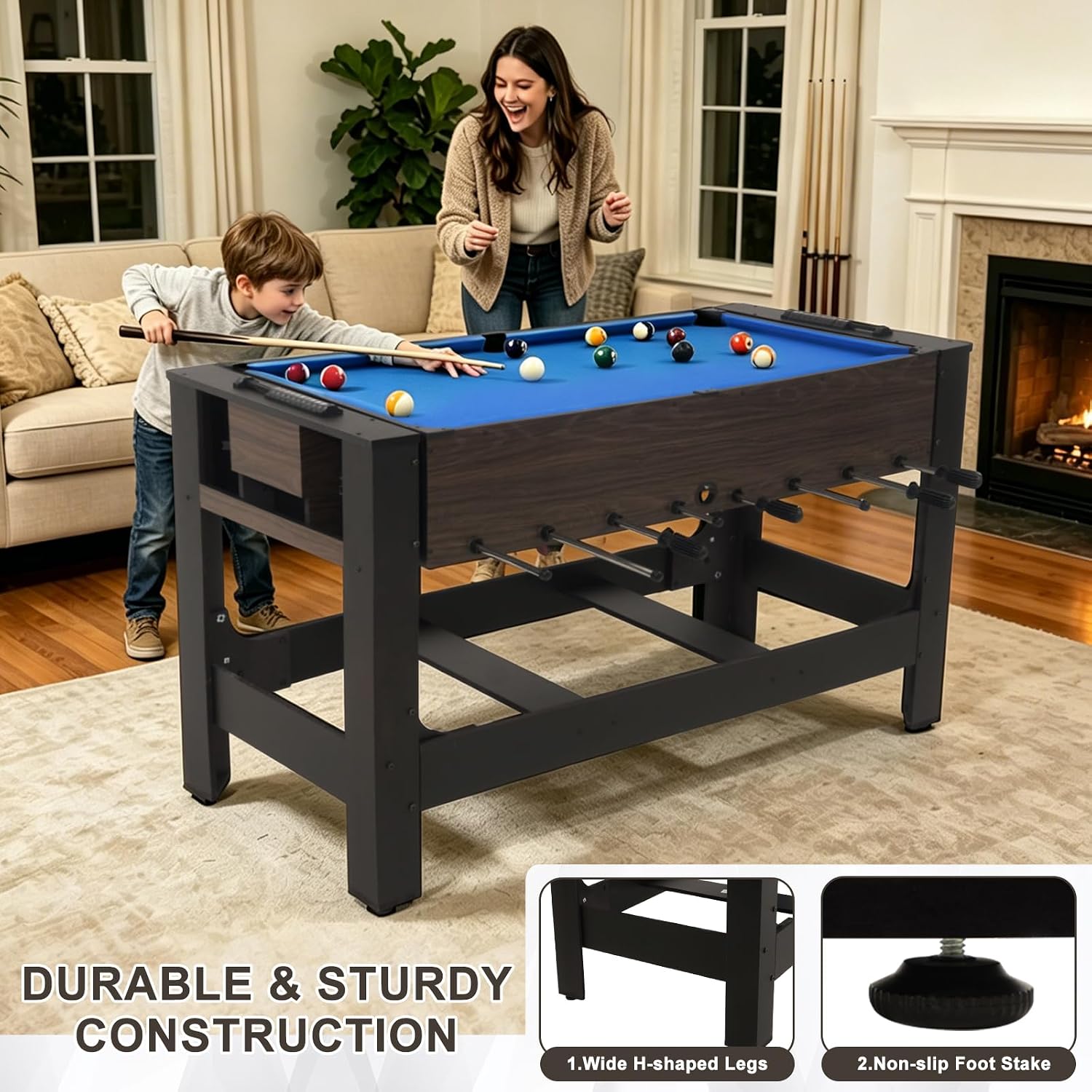 54" 4-in-1 Swivel Multi-Game Table -Combo Game Table Set for Kids, Adults - Indoor and Outdoor Arcade Sports Table