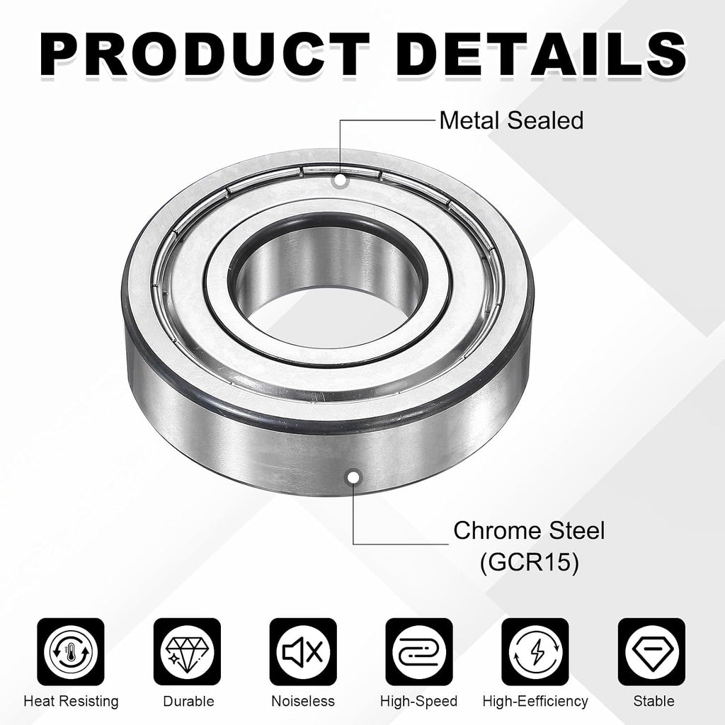 uxcell 6010ZZ Deep Groove Ball Bearings,50x80x16mm Double Metal Shielded