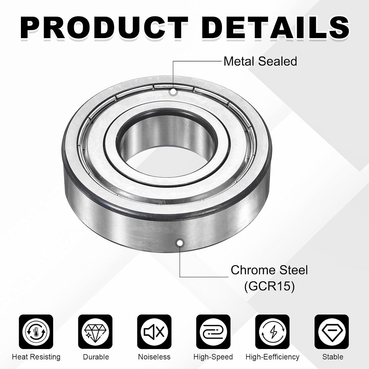 uxcell 6010ZZ Deep Groove Ball Bearings,50x80x16mm Double Metal Shielded