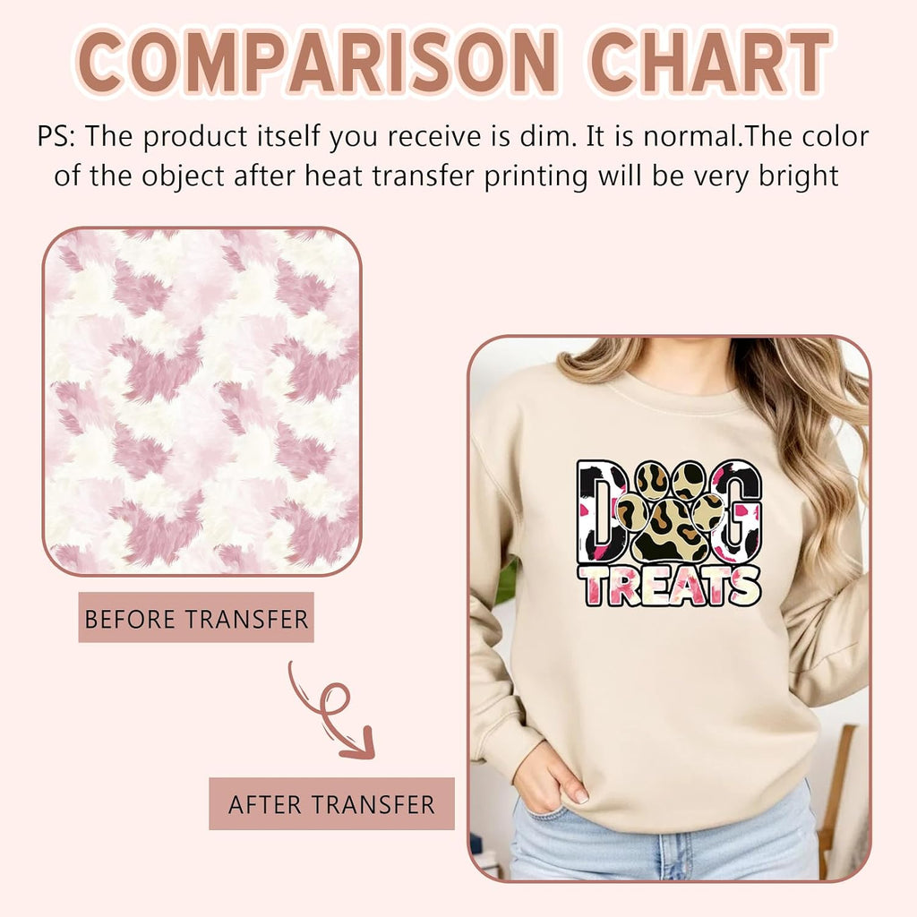 Pink Cow Print Sublimation ink Transfer Sheets,10 Pcs 12x10in | Cowhide patterned sublimation