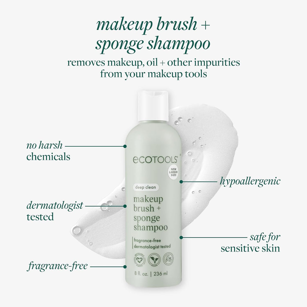 Makeup Brush + Sponge Shampoo, Remove Makeup & Impurities From Tools, Sponges, & Puffs, Fragrance-Free Brush