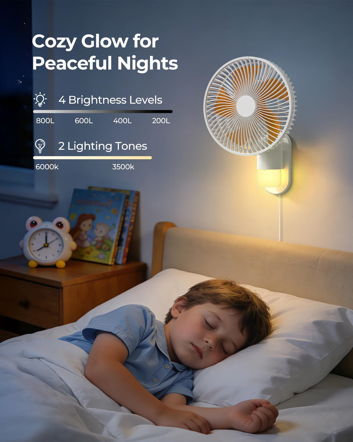 10'' Wall Mount Fan with Remote and Light, Fits Every Scene