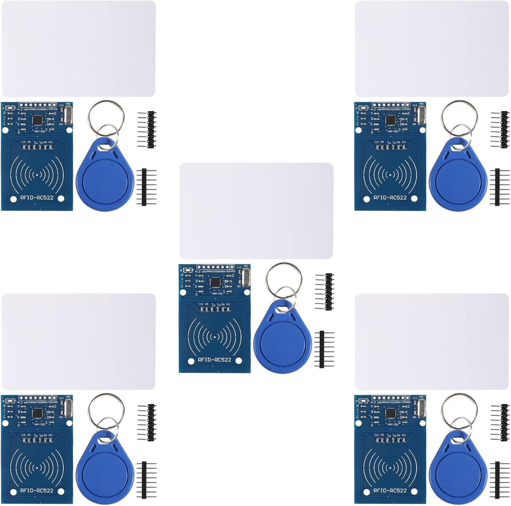 5PCS RFID Kit Mifare RC522 Reader Module RF IC Card Sensor Module with S50 White Card+Key Ring