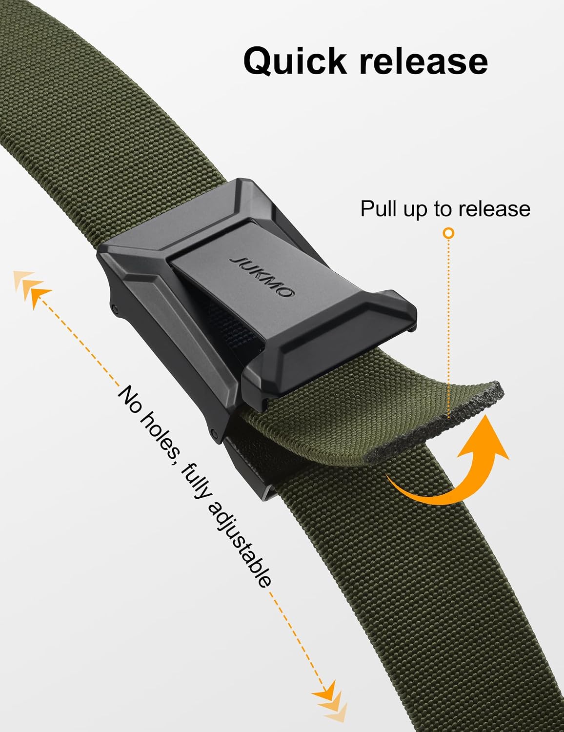 JUKMO 2 Pack Men's Stretch Tactical Belt, 1.5" Nylon Web with Flip Buckle