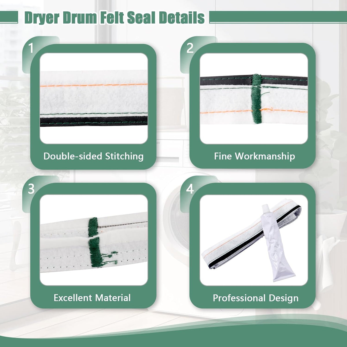 W10612022 Dryer Rear Drum Felt Seal Replacement for Whirlpool Dryer Felt