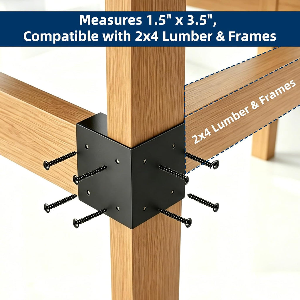 Heavy Duty Workbench Bracket Kit, 4 Pcs 3-Way Right Angle Steel | Sturdy hardware solution for building a custom