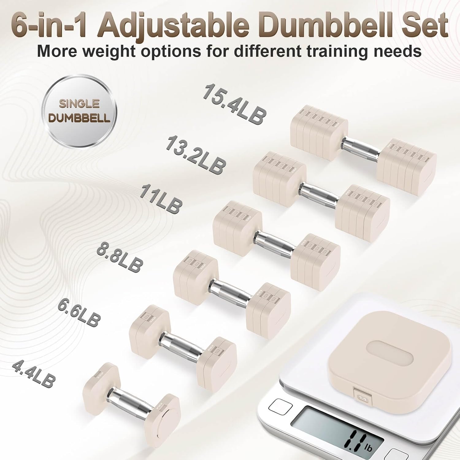 30.8LB Adjustable Dumbbell Set, Hand Weights Set for Home Gym | Each Adjustable Weight Dumbbell with 6 Levels