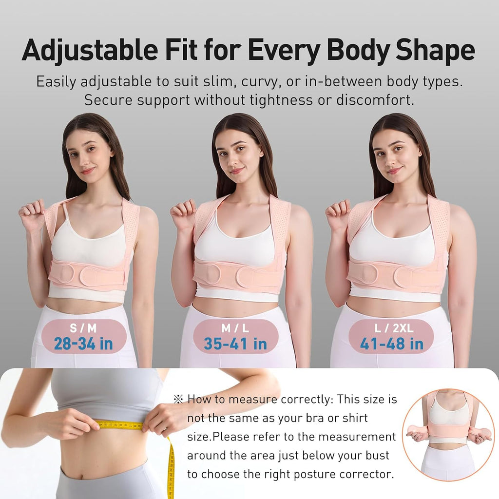 Posture Corrector for Women Back Brace Shoulder Straightener Pink, S/M