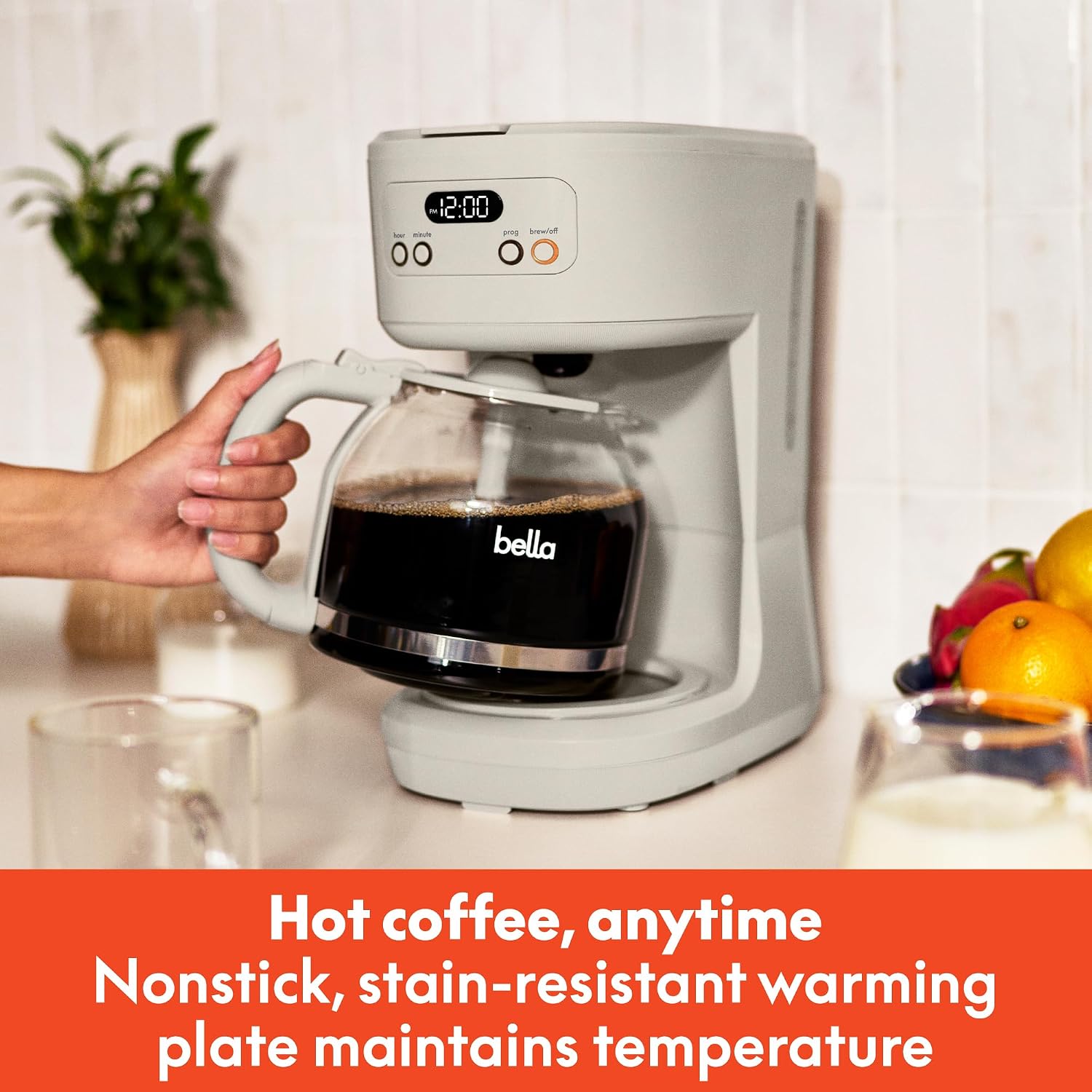 12 Cup Programmable Coffee Marker, Reusable Dishwasher Safe Accessories, Easy LCD diaply, Auto Shutoff, 900 watt