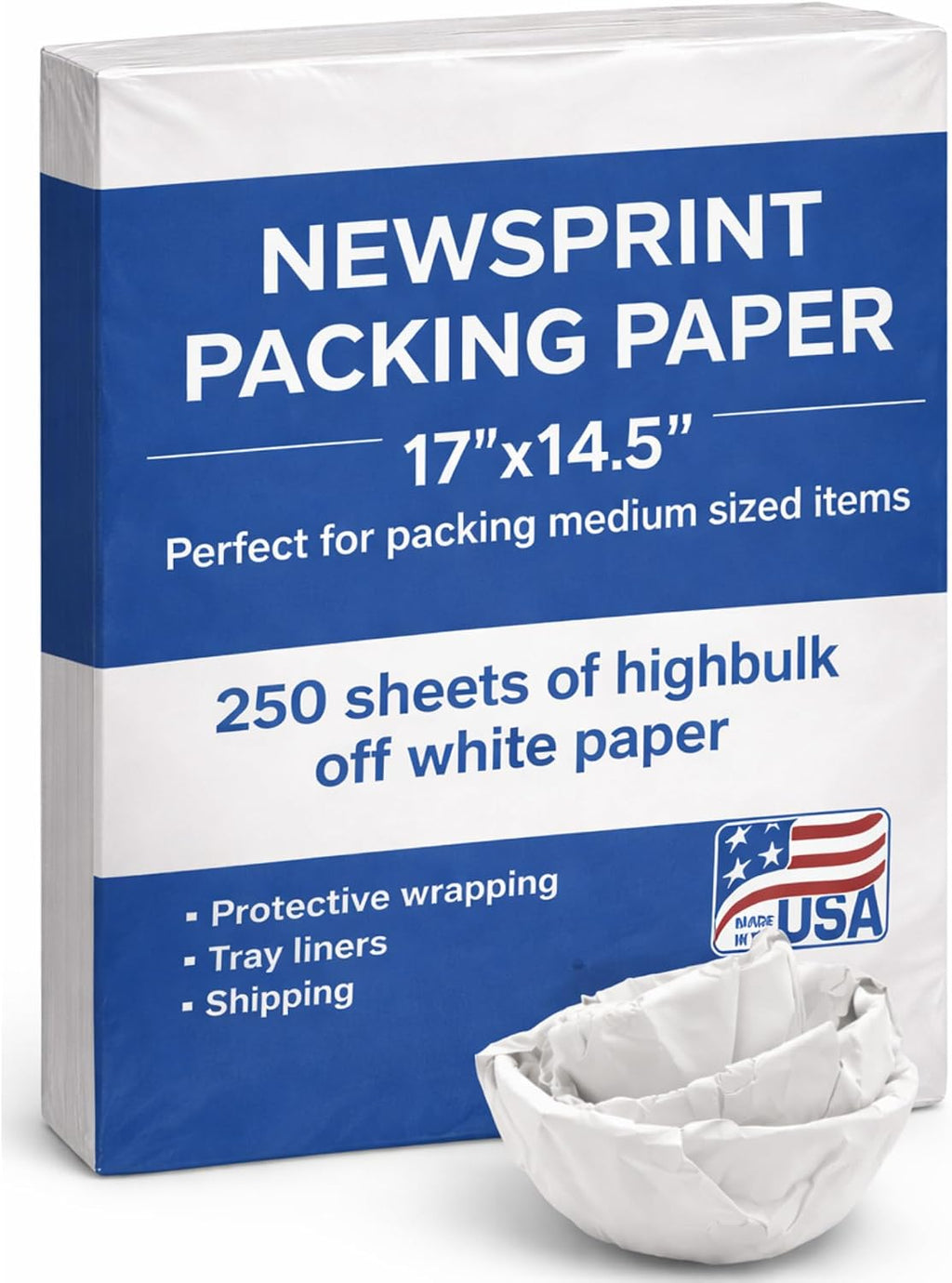 Newsprint Packing Paper Sheets for Moving – 250 newspaper-style sheets ideal for wrapping and protecting fragile