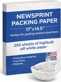 Newsprint Packing Paper Sheets for Moving – 250 newspaper-style sheets ideal for wrapping and protecting fragile