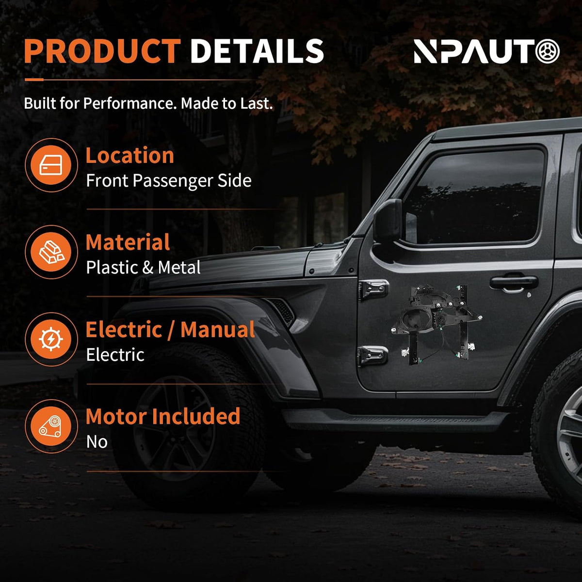 Front Right Power Window Regulator with Panel Without Motor for Expedition
