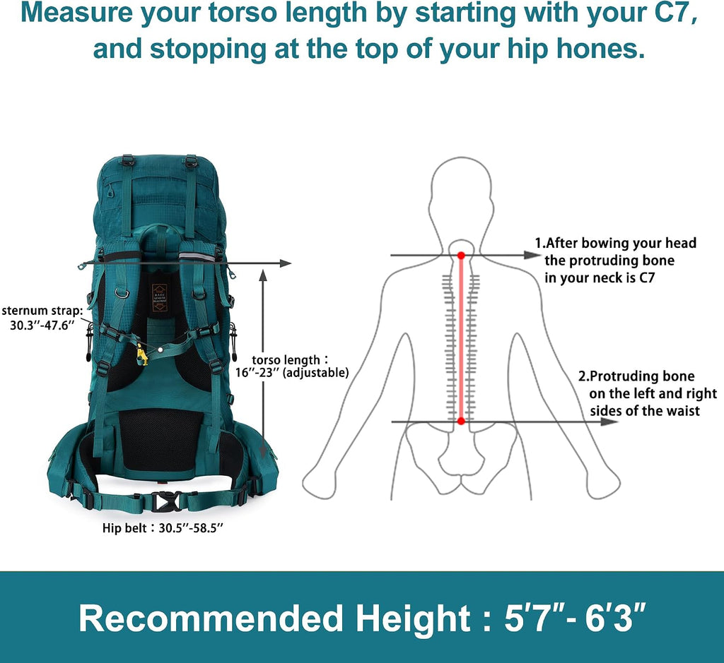 Internal Frame Hiking Backpack 50/60/65/70/80L, Mountain Climbing Camping Backpack Daypack Waterproof Rain Cover