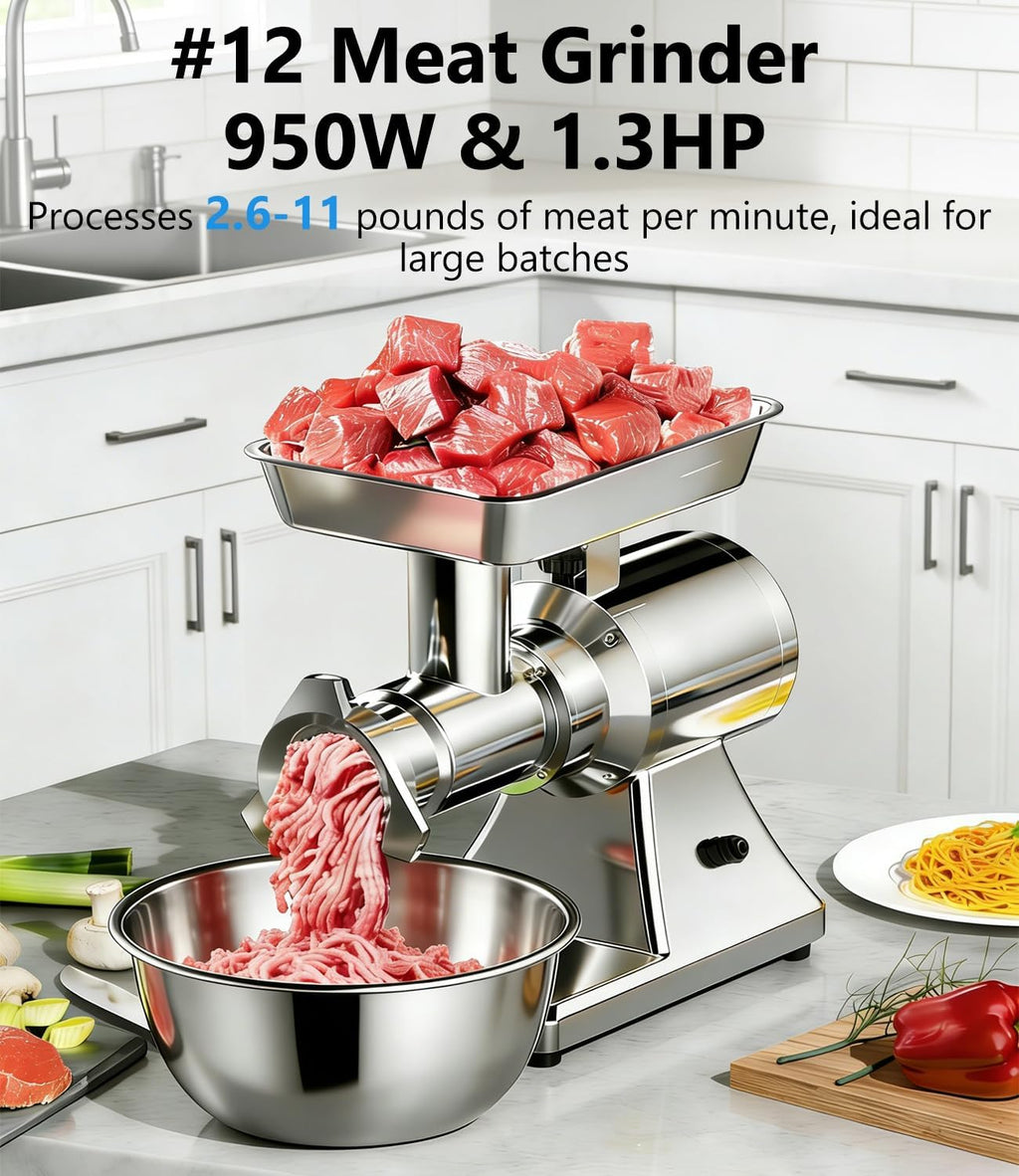 #12 Electric Meat Grinder 1.3HP Grind Chicken Bones and Frozen Meat 950W