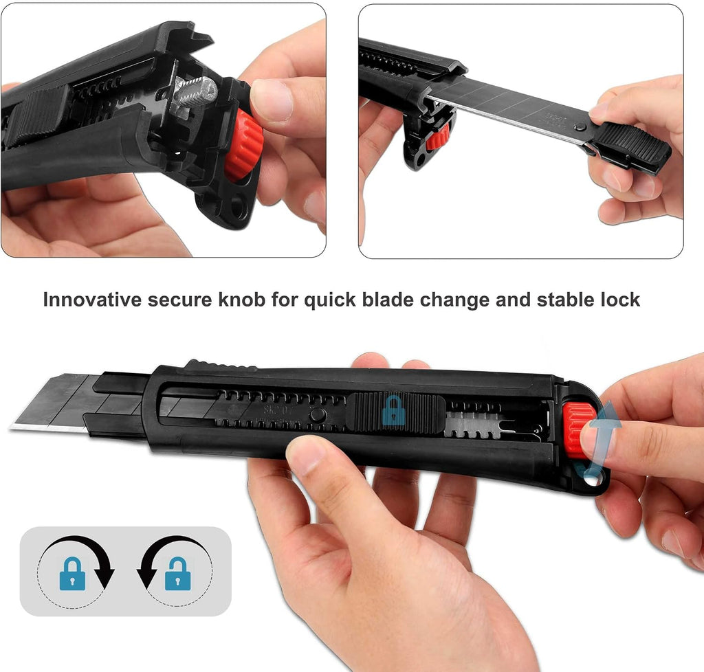 25mm Extra Heavy Duty Utility Knife with Double Lock Mechanism, Auto-Lock and Ratchet- Lock for Double Safety, SK2