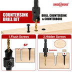ANGELSWORD Countersink Drill Bit Set for Wood,13pc Count Sink Drill Bit Set