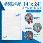 14” X 24” (100 Count) 2 Mil Clear Reclosable Zip Plastic Poly Bags