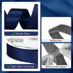 Double Faced Navy Blue Satin Ribbon 60 Yards 1 inch