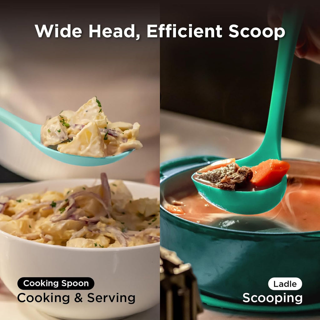 DuoEssentials Ladle & Cooking Spoon Set, Teal