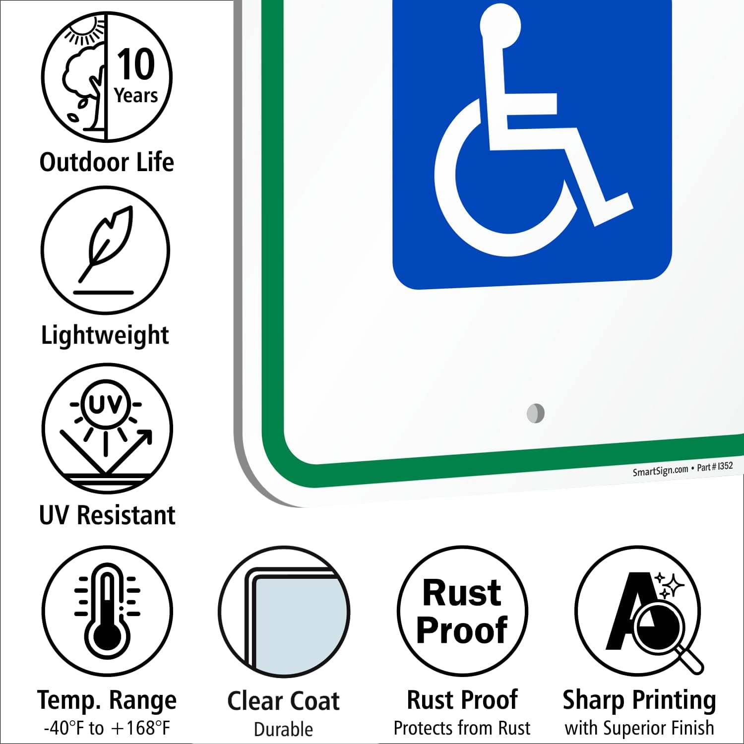 (Pack of 2) 18 x 12 inch Federal Handicap Reserved Parking Sign, 120 mil Aluminum Composite (ACM), Engineer Grade