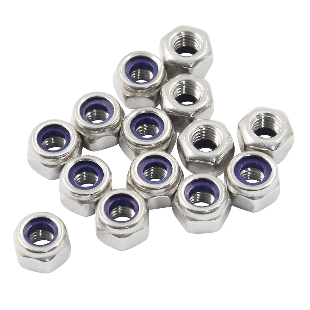 Hordion 100Pcs M3-0.5mm Nylon Lock Nut Stainless Steel Nylon Insert Locknut