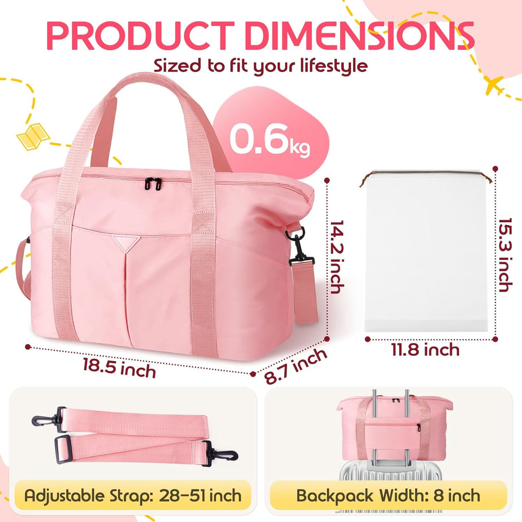 Duffle Bag for Travel, Carry-on Travel Bag with Trolley Sleeve, Sport Gym Bag for Women, Overnight Bag for Men