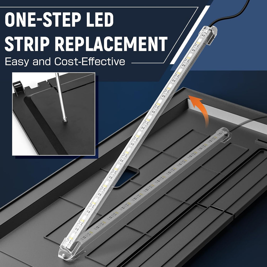 LED Aquarium Hood, Colored Lights, Fits 24" Framed Aquariums, Black | Adjustable-Brightness Colored Light Tubes