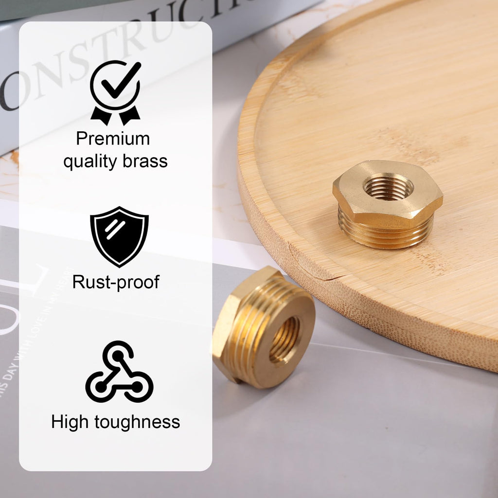2pcs Brass Reducer Hex Bushing, 3/4" NPT Male to 1/4" NPT Female Adapter