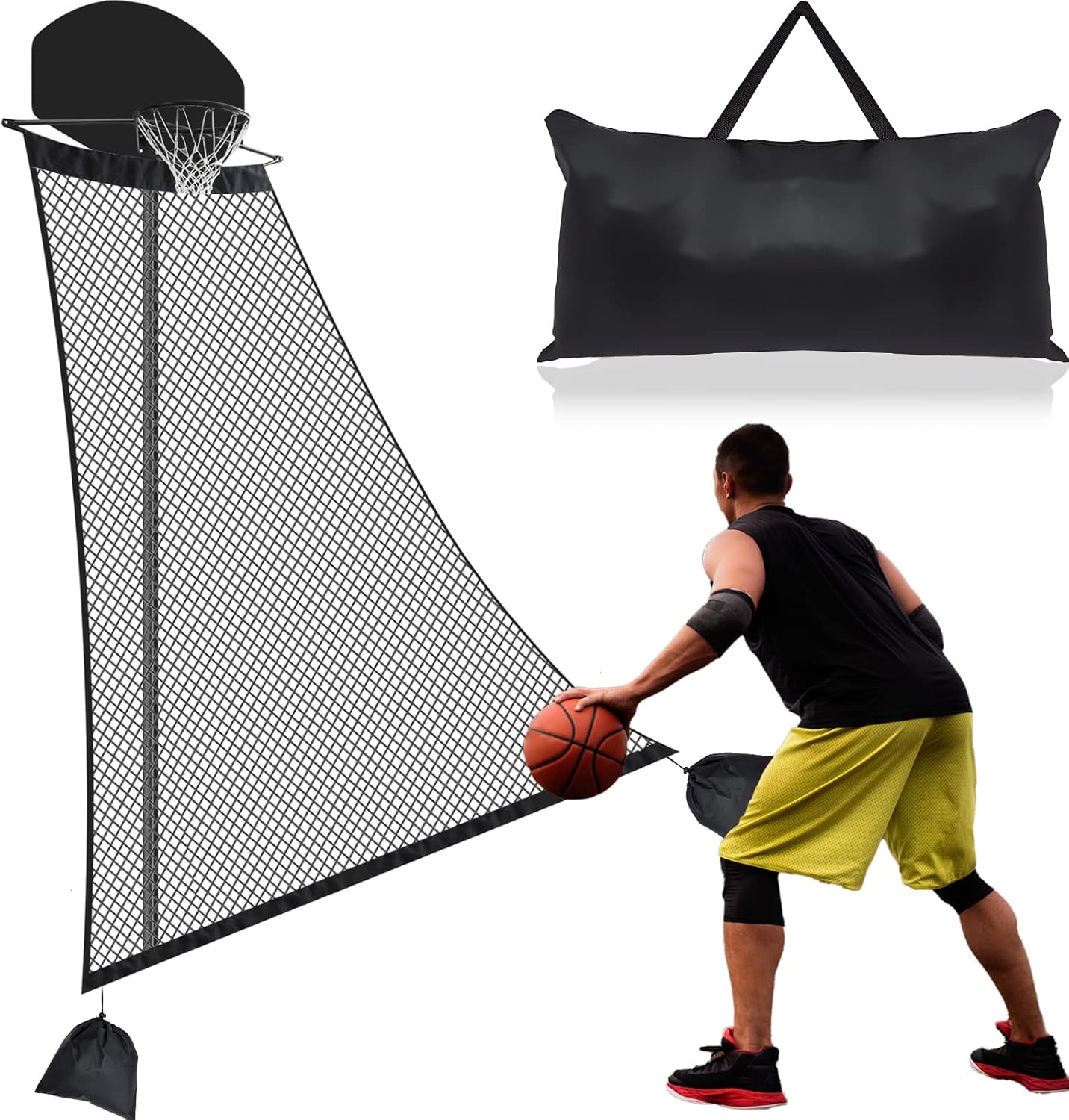 Basketball Rebounder 120 x 108 x 60 Inch Heavy Duty Basketball Return System Basketball Return Attachment for Hoops