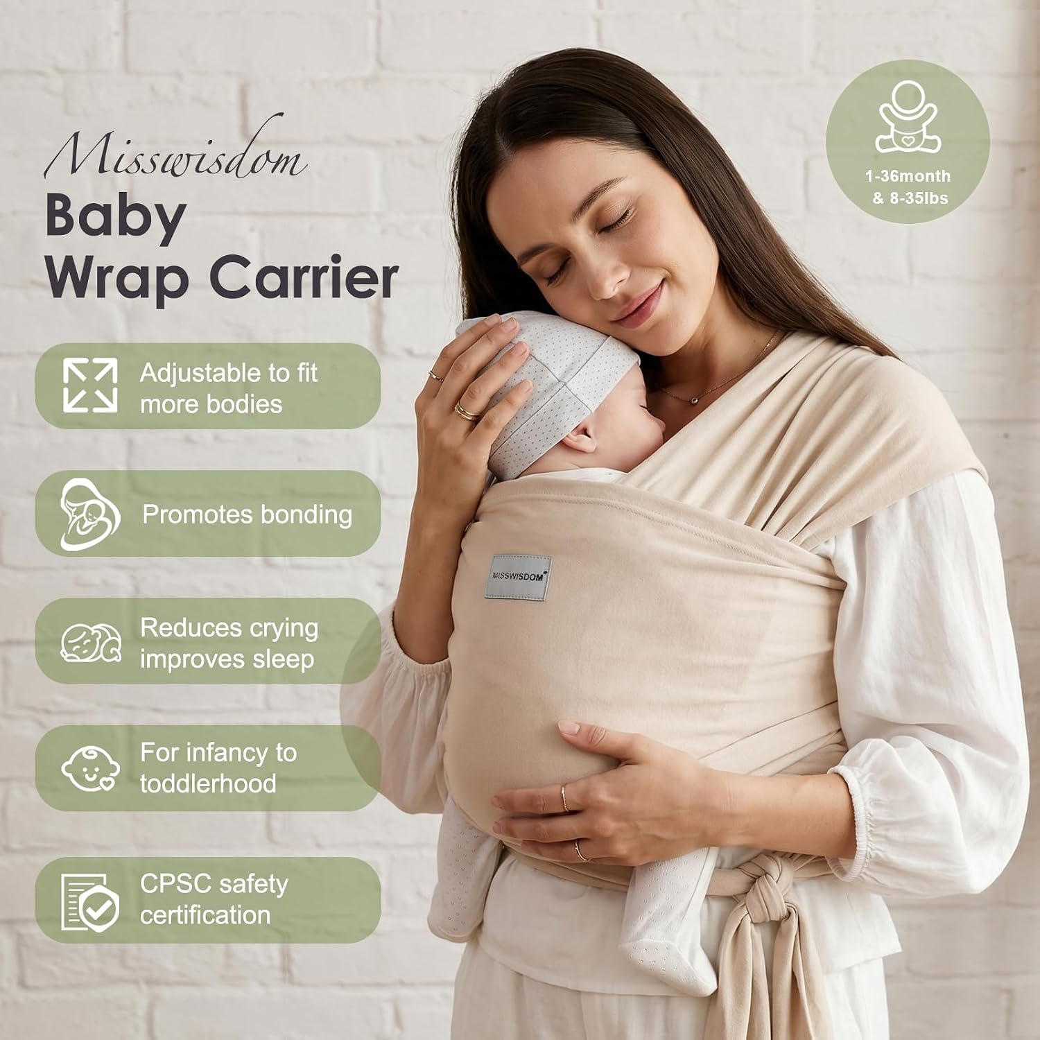Baby Wraps Carrier, Baby Carrier Wrap Newborn Sling 7-35lbs, Baby Wearing Wrap Newborn Wrap Carrier, Baby Sling